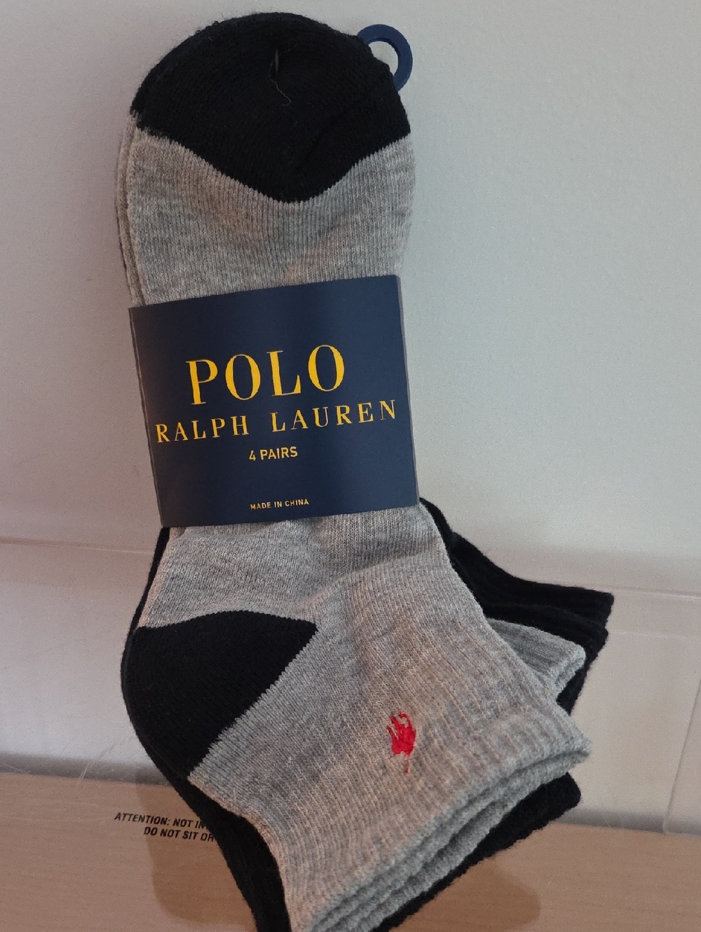 Polo by Ralph Lauren Men's Grey & Black Ankle Socks - 4 Pack NWT